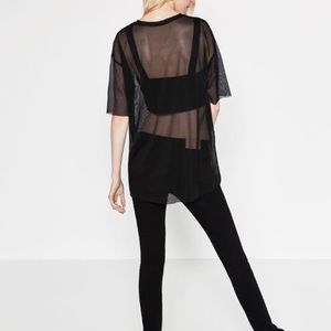 oversized black mesh top